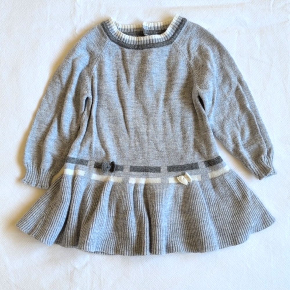 losan spain drop waist gray cotton blend sweater dress 9 months baby girl